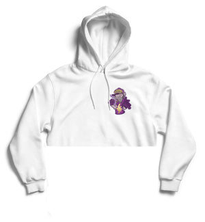 Monkey Crop Hoodie Chest Logo (White)